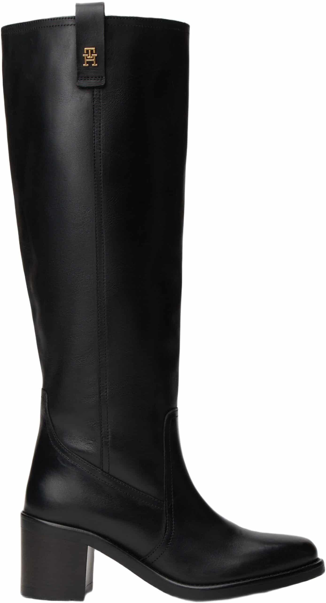 Riding Lthr Long Boot Block Heel