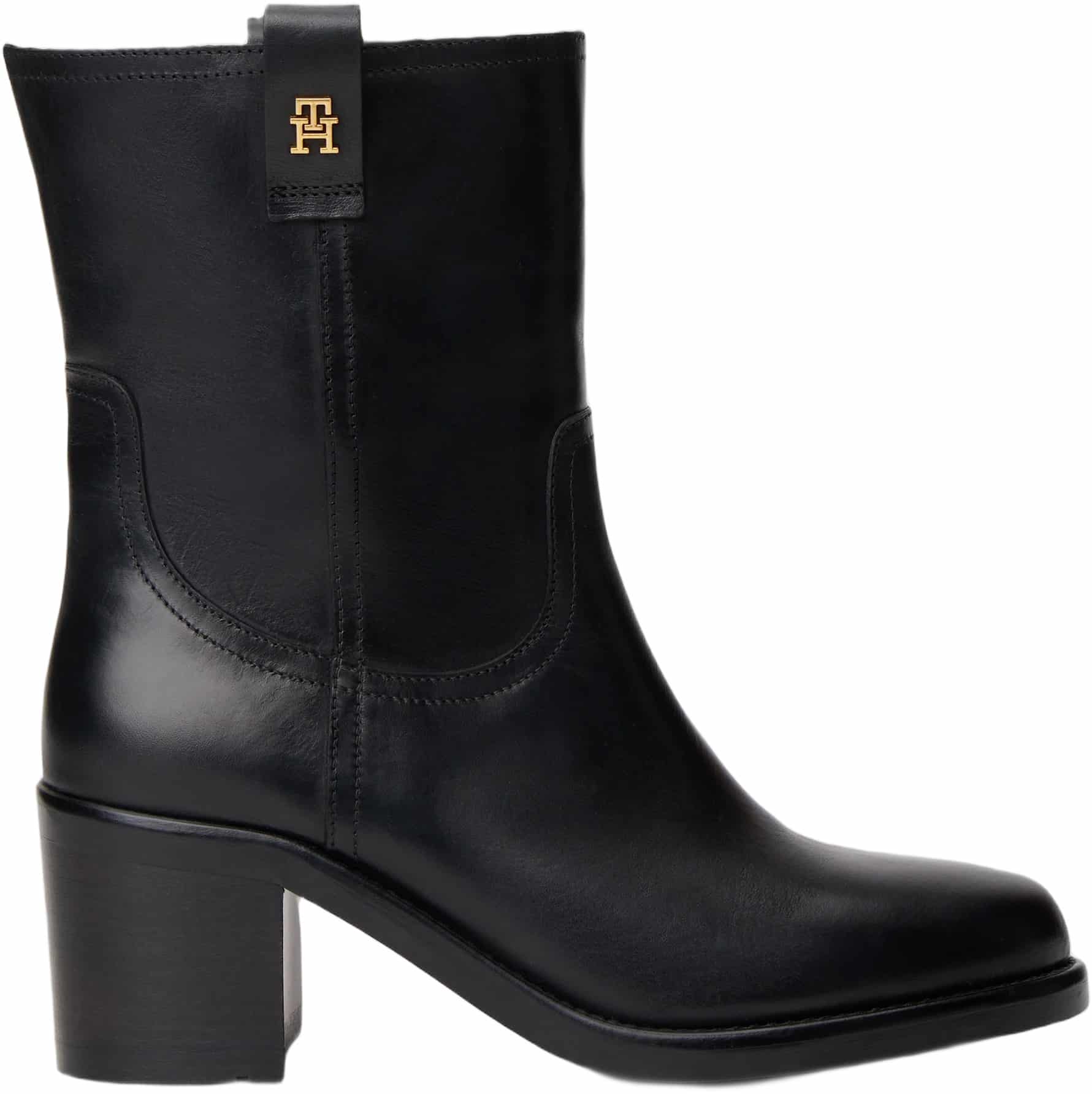 Riding Lthr MID Boot Block Heel